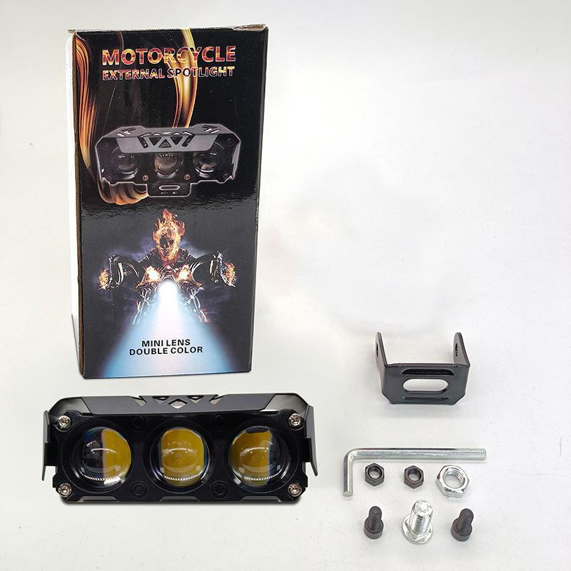 1Pcs Motorcycle Led Spot Light Dual Color Hi/Low Beam Fog Lamps For Car Trucks Suv Utv 12V Mini Lens Headlight Driving Light