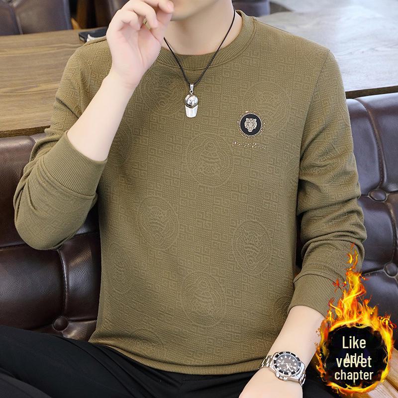 Men's Velvet Slim-Fit Long-Sleeve Sweatshirt for Spring & Autumn