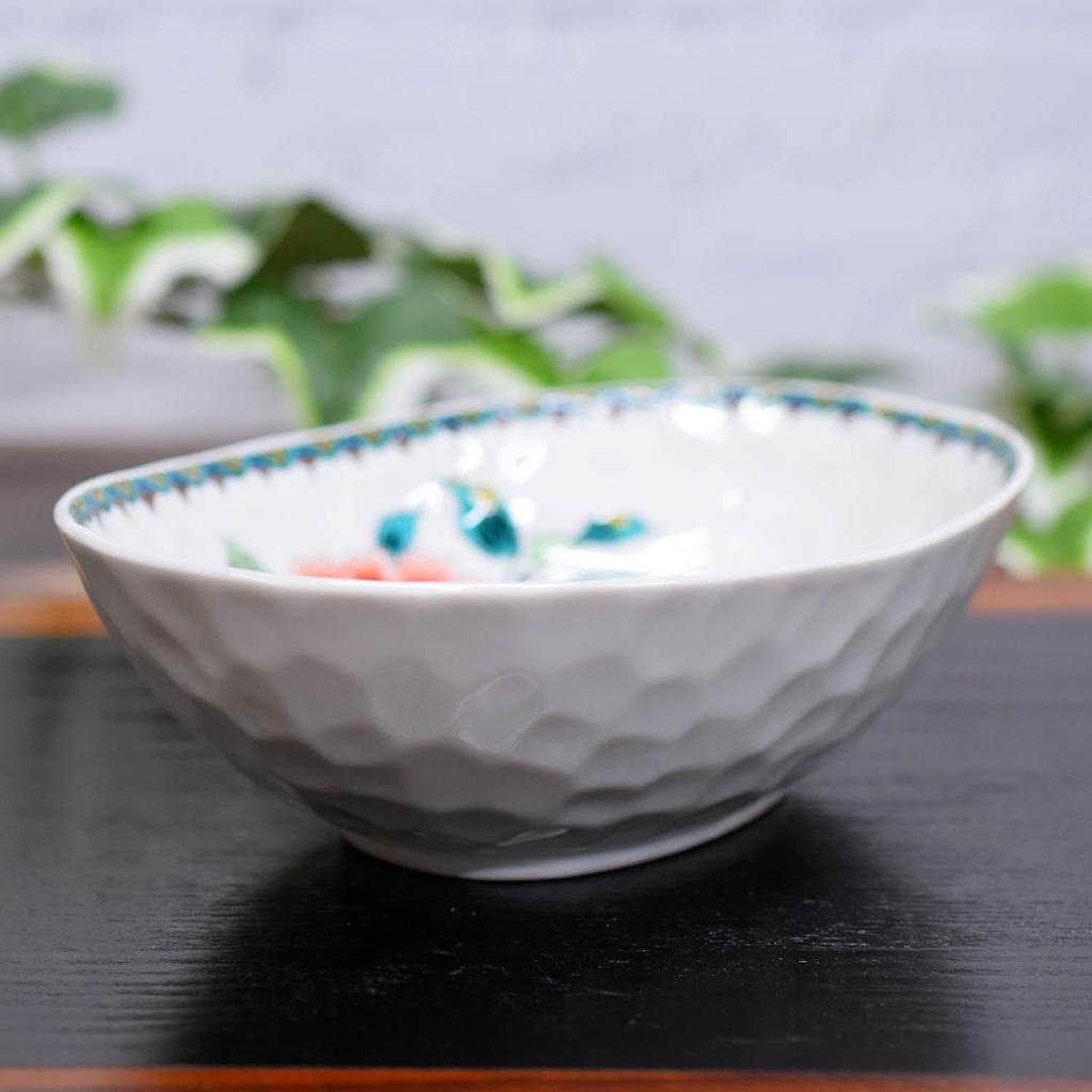 Japanese Warehouse Stylish Tableware Kutani Ware Bowl Red Peony Pottery Luxury Japanese Tableware Moribachi Bowl Made In Japan