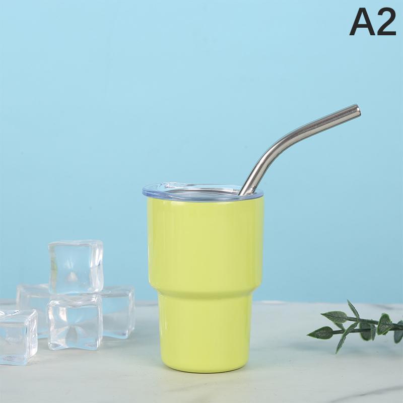 2/3oz Sublimation Tumble Whiskey Wine Glass Stainless Steel Vacuum Insulation Cup Car MIni Coffee Cup With Straw Party Gift