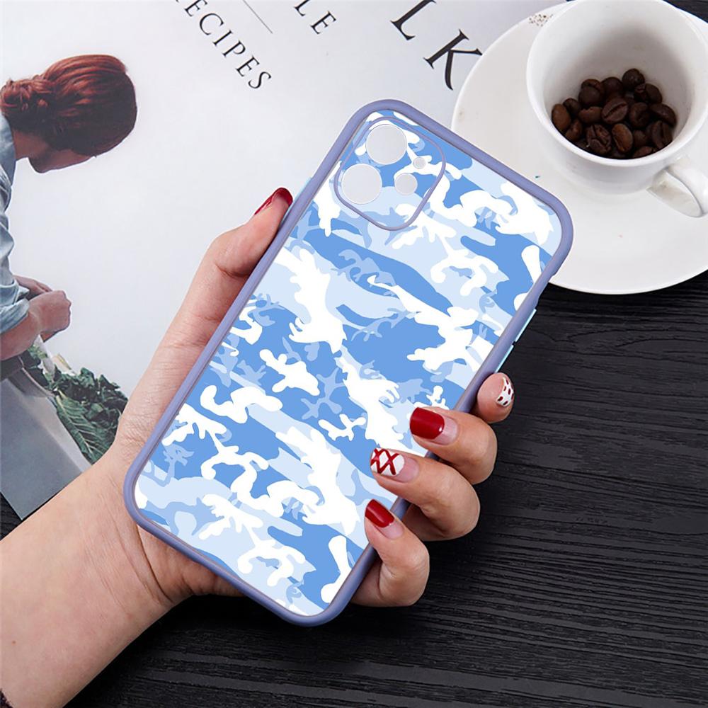 Custodia per Telefono RUICHI Lovebay Camouflage Verde Militare Per iPhone13 12 Mini 11 Pro XS Max X XR 7 8 Plus Copertura Traslucida Opaca