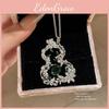 New Chinese Style Zircon Gourd Leaf Necklace For Women With Elegant Floral Pendant