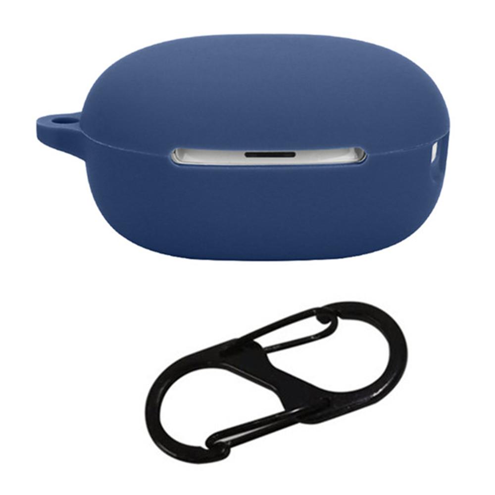 

For QCY MeloBuds N30 Silicone Case with Anti Lost Buckle Bluetooth-compatible Earphones Protective Cover Dark Blue