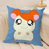 HHamtaro Cute Hamster Cushion Cover Silky Short Plush Invisible Zipper Dustproof Sofa Pillow Case for Home Decor