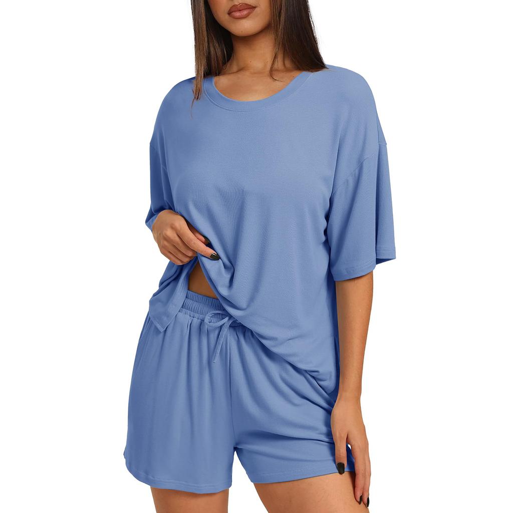 Women's Loose And Fashionable  Casual Short Sleeved Shorts Two-piece Set