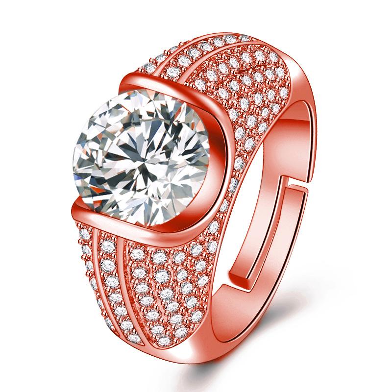 

2026 Zircon Inlaid Fashion Trend Korean Version Fashion Full Diamond Group Diamond Inlaid Ring Us size 12