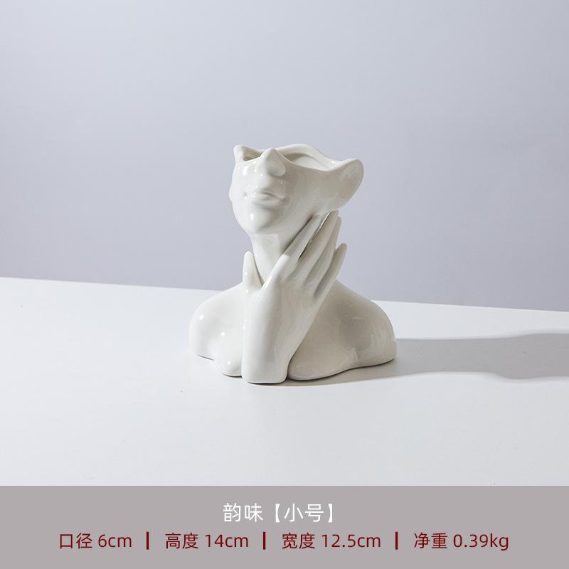 Nordic Style Ceramic Vase Face Sculpture Minimalist Home Decor Art Flower Holder