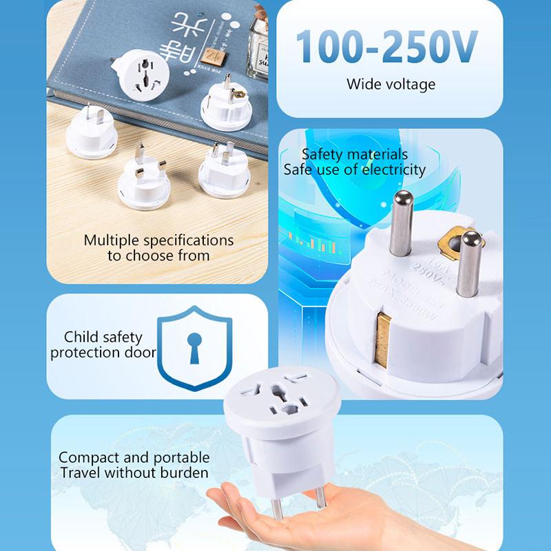 Univerzální napájecí adaptér EU/USA/EU/KR, cestovní adaptér pro britskou a americkou zástrčku, evropský a korejský typ, francouzský typ zásuvek