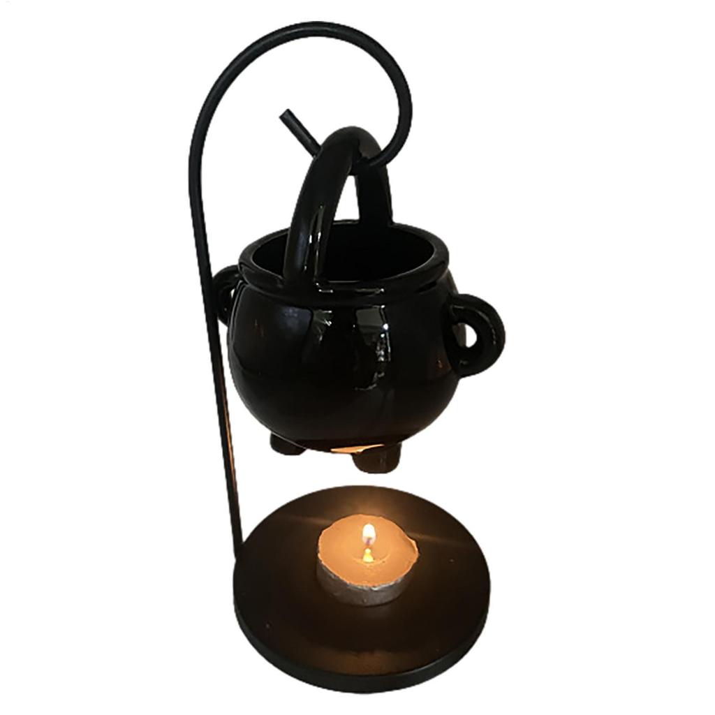 Halloween Hanging Witch Cauldron Oil Burner Witch Caldron Pot Candle Holder Smudging Incense Burning Essential Oil Diffuser Spa