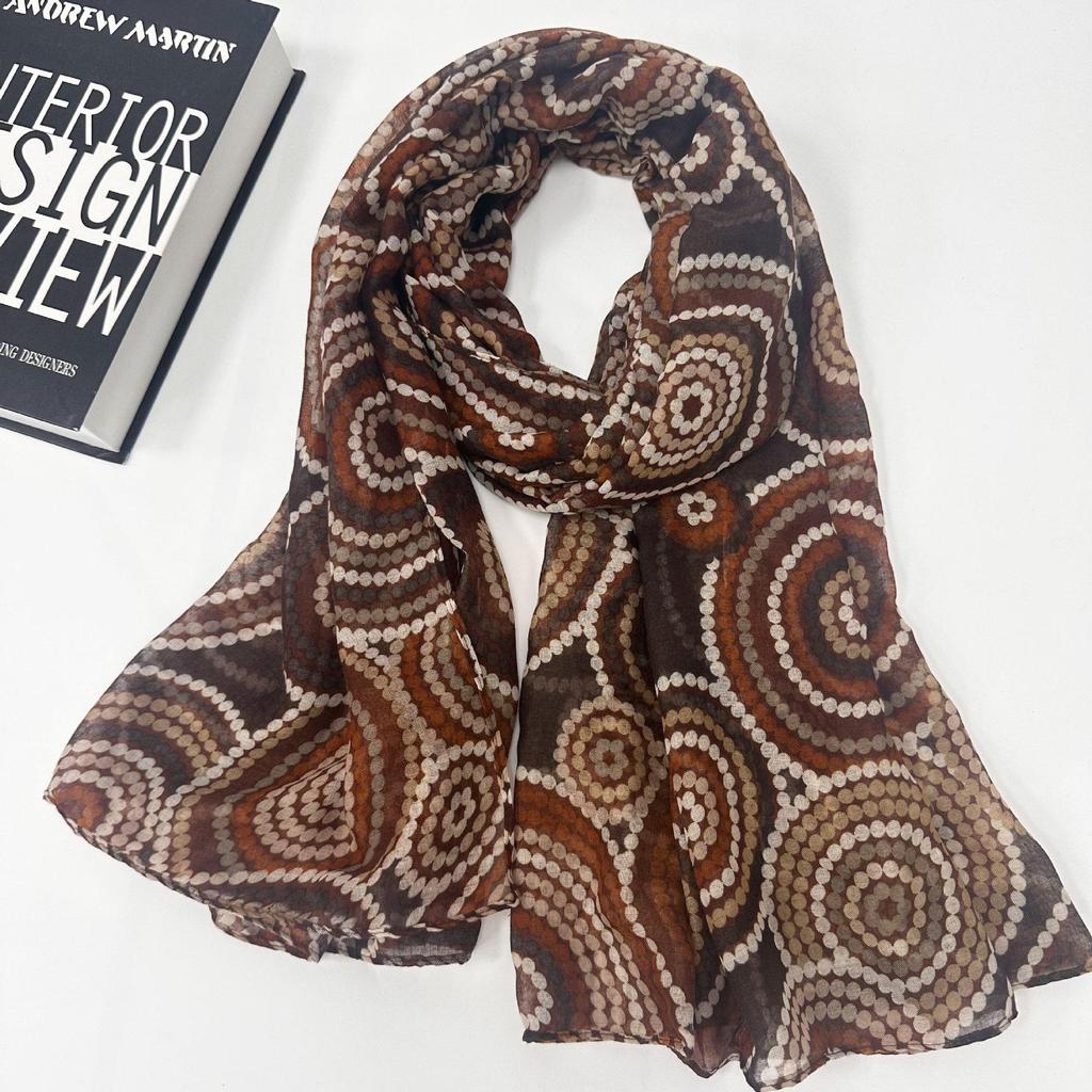 Korean Cotton Print Women's Oversized Scarf: Fashionable Beach Towel & Silk Shawl, Dual-Use Sun Protection