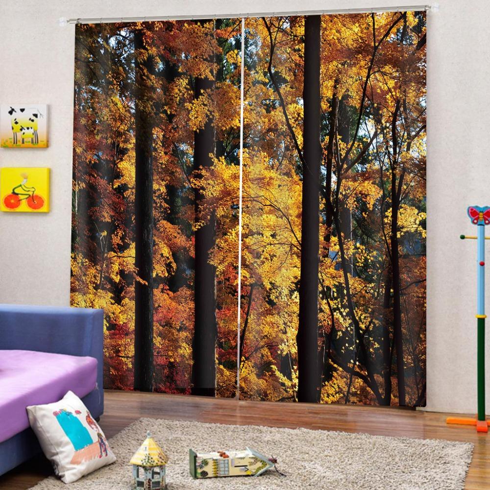 

штора-дерево Блэкаут штора Роскошные Блэкаут 3D шторы для окон для гостиной спальни Индивидуальный размер шторы с лесом W180cm H220cm