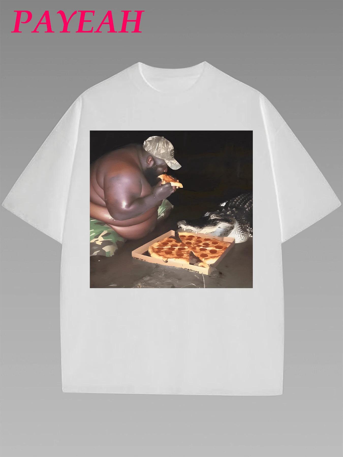 

Payeah Unisex Eating Pizza With Alligator Funny Meme Shirt Unisex T Shirt S