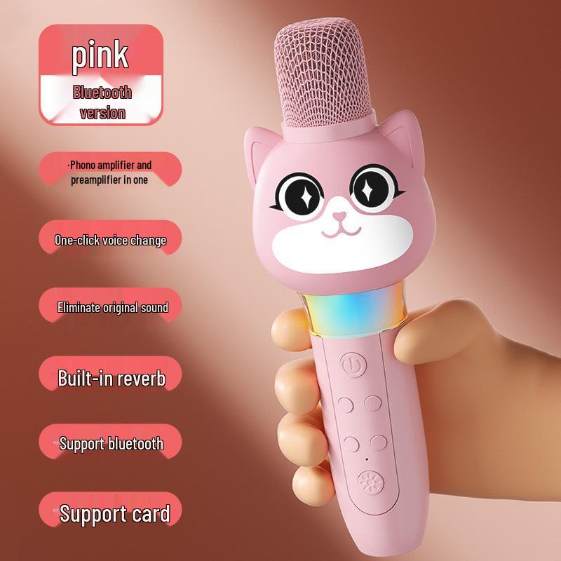 מיקרופון ורמקול קריוקי אלחוטיים לילדים: צעצוע הדהוד, שירה וחינוך מוקדם לבנות קטנות