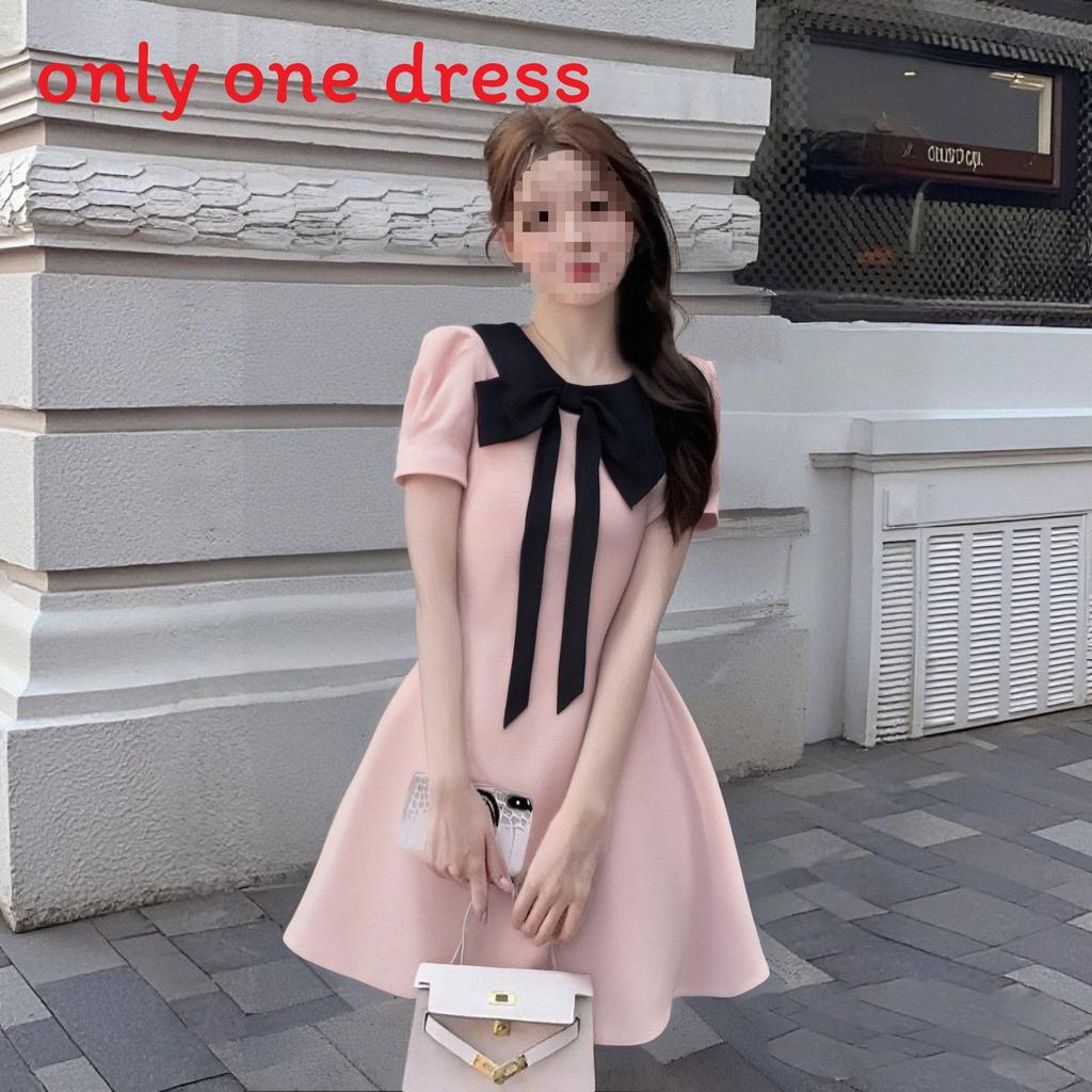 Pink Little Dress With Knit Fabric And Tiedye Design For Youths
