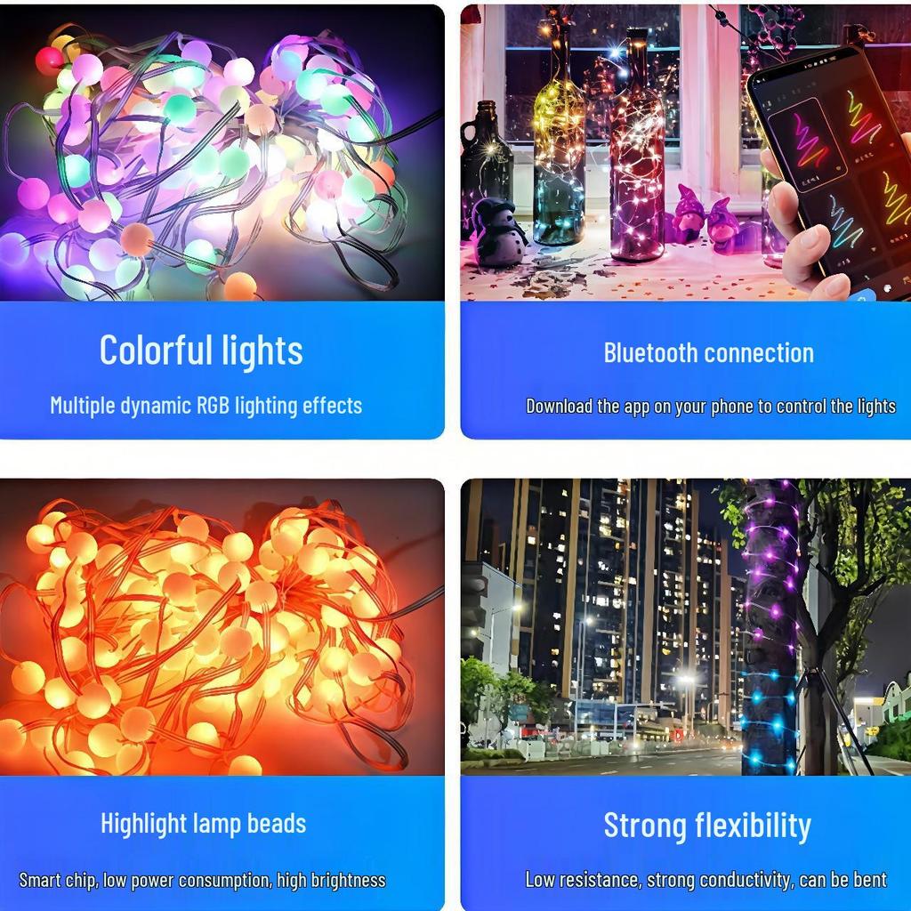 Iridescent Star String Lights: USB-Powered Ambient Decor for Outdoor Camping and Holidays