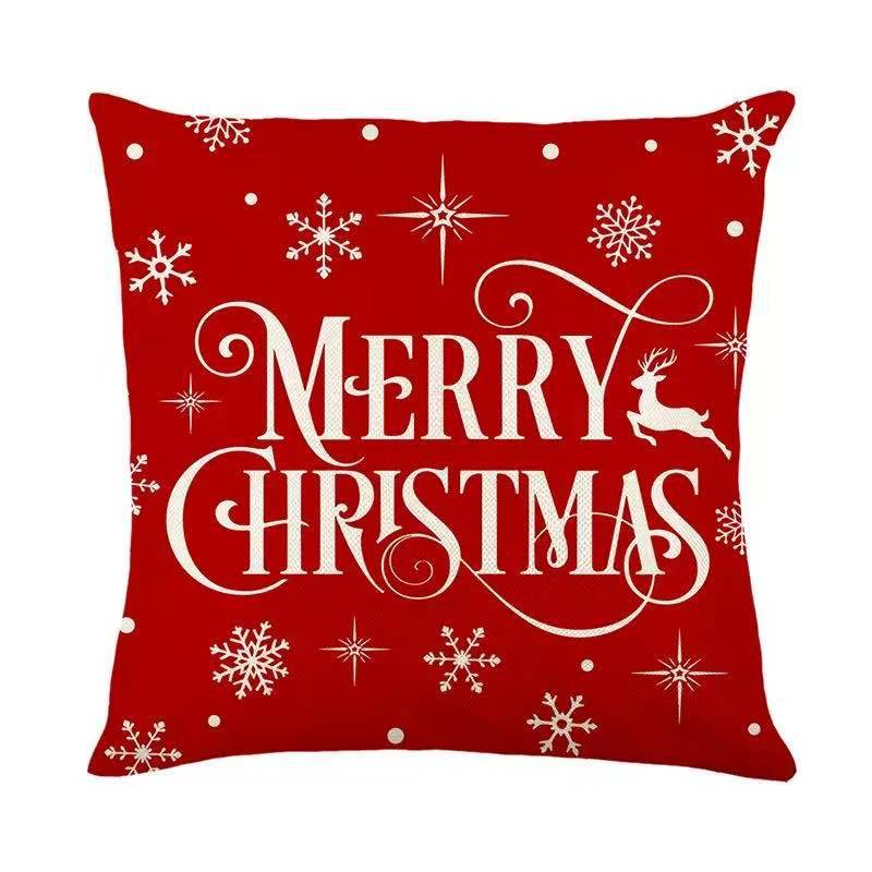 New Christmas Print Pillow Cover Nordic Style Linen Print Holiday Decoration Living Room Sofa Cushion Cover Pillow