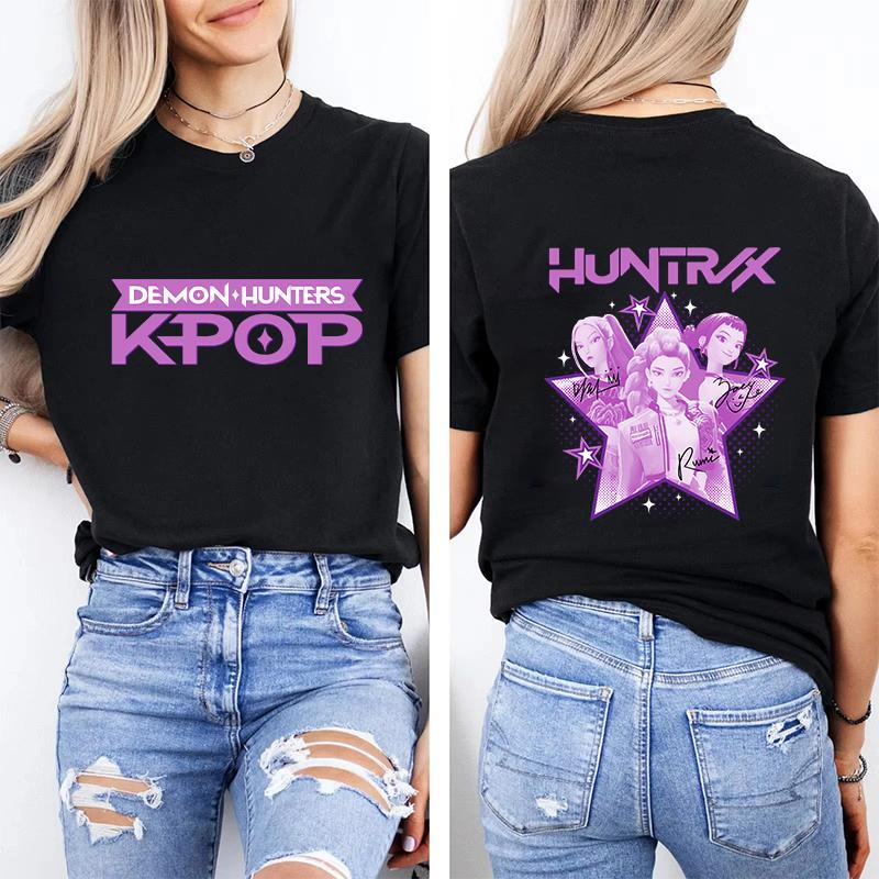 New Movie KPOP Demon Hunter RUMI Parent-child Cotton Round Neck Boys Girls T-shirt