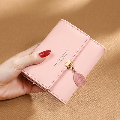 Cowhide Women'S Wallet Folding Short Wallet Multi-Card Wallet Multi-Function Light Luxury Simple Change Bag