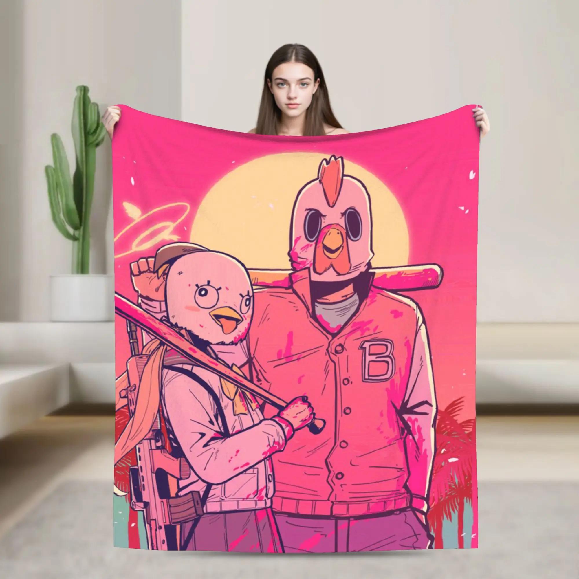

Плюшевое одеяло Hotline Miami Игровое фланелевое покрывало Мягкое качество DIY Покрывало Идея подарка для гостиной 40x50in