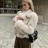Environmental-Friendly Fur Outwear Women's Winter Large Lapel Short Furry Tops Imitation Fox Fur Faux Fur Coat