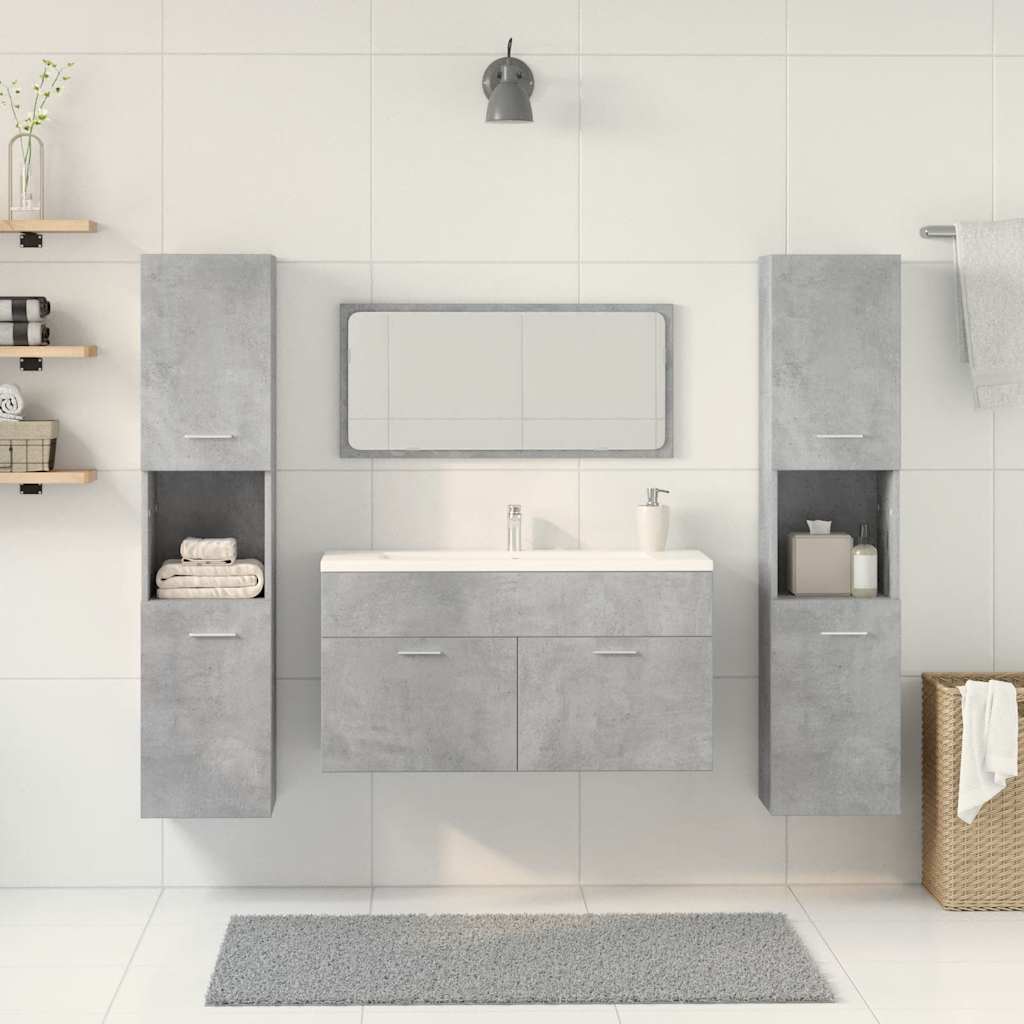 Vidaxl 4-Piece Bathroom Furniture Set, Concrete Grey