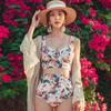 Korean Floral Slimming Bikini 2024: Steel Support Two-Piece Swimwear for Women