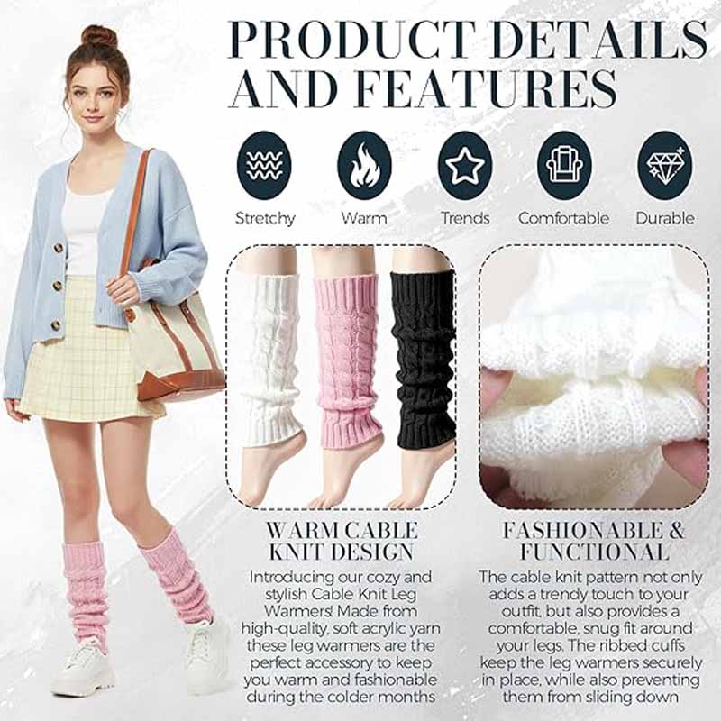 Thick Woolen Knit Leg Warmers for Autumn and Winter