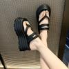 8CM Absätze Keil Pantoletten Sandalen Damen Lässige Outdoor Hausschuhe Damen Sommer Zehensteg Strandschuhe Gehen Klobige Schuhe Frau