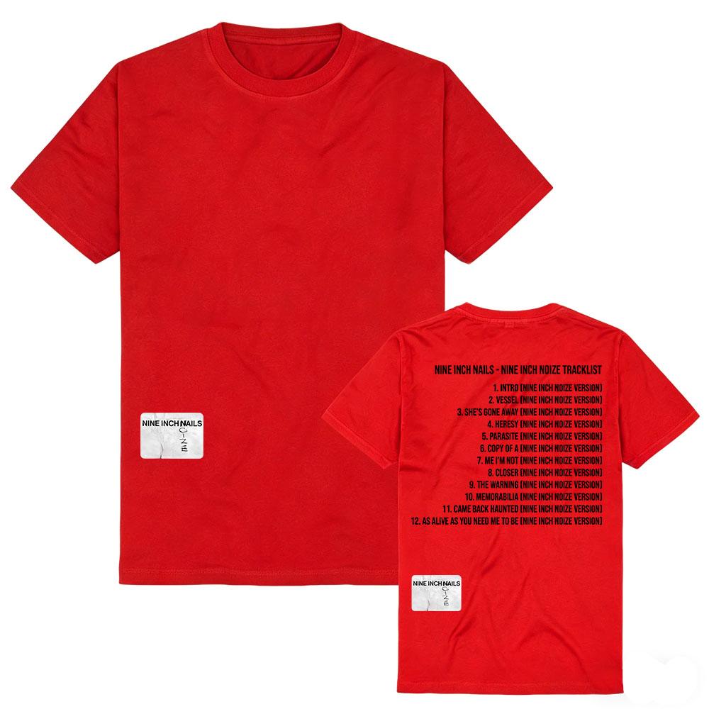 

Nine Inch Noize Tracklist Tees Nine Inch Nails Boys Noize Tshirts Summer Unisex Streetwear O-neck Short Sleeve Cotton T-shirts XXL червоний