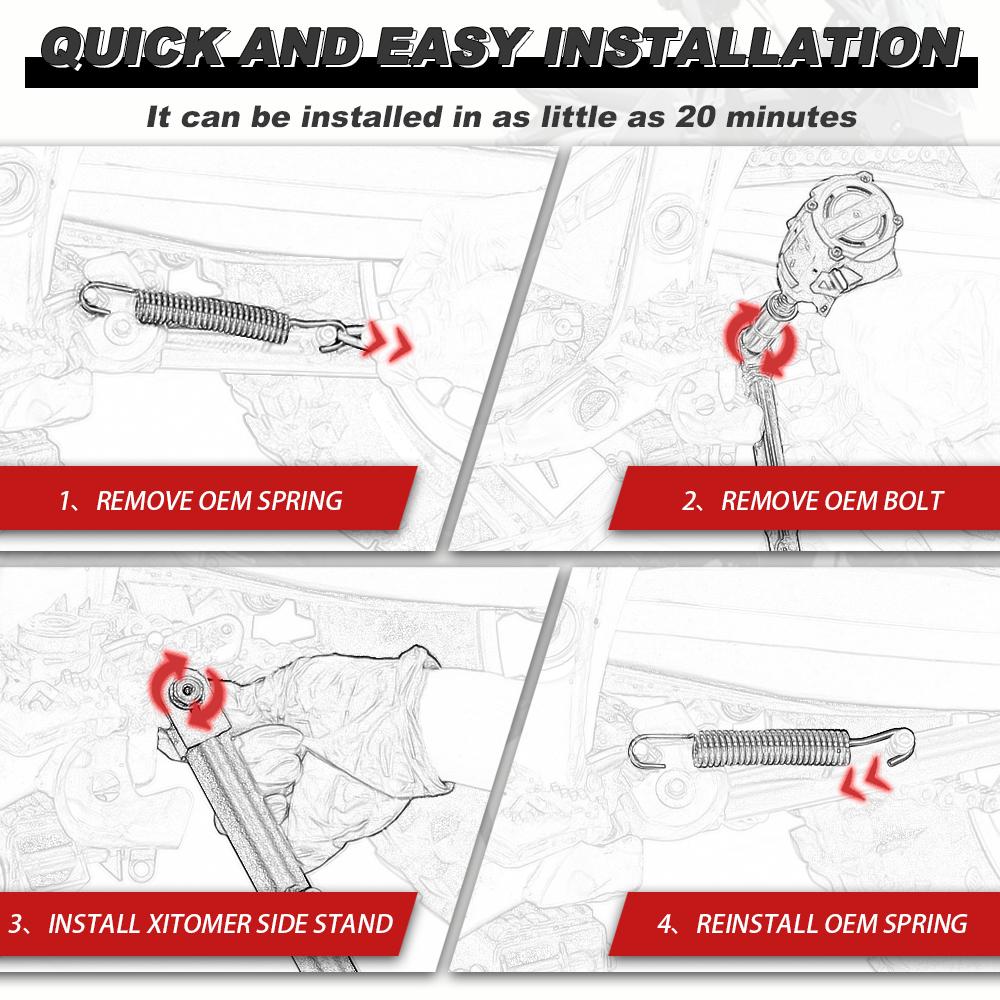 Motorcycle Aluminum Adjustable Side Stand Holder Kickstand Fit For CB500X CBR500R CB500F CBR400R 2022-2024 CB500 HORNET NX500