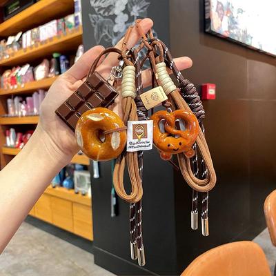 Delicate Bread Woven Rope Hangbag Hanging Chocolate Anti-lost Bread Polyester Bagel Bag Pendant Decoration Woven AVE