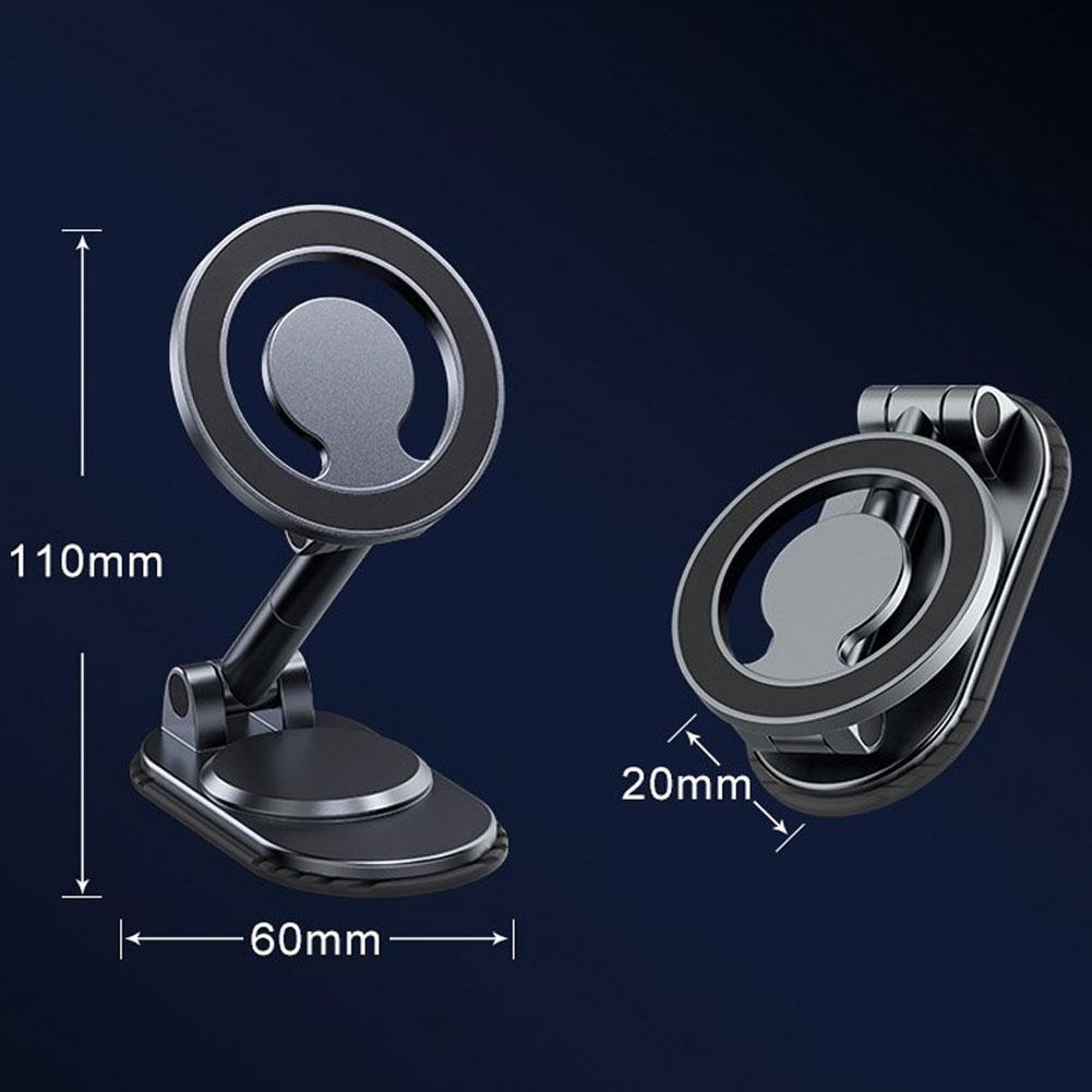 Car Mounted Magnetic Phone Holder Portable Folding Car Dashboard Navigation Stand 1080-degree Adjustment Phone Holder