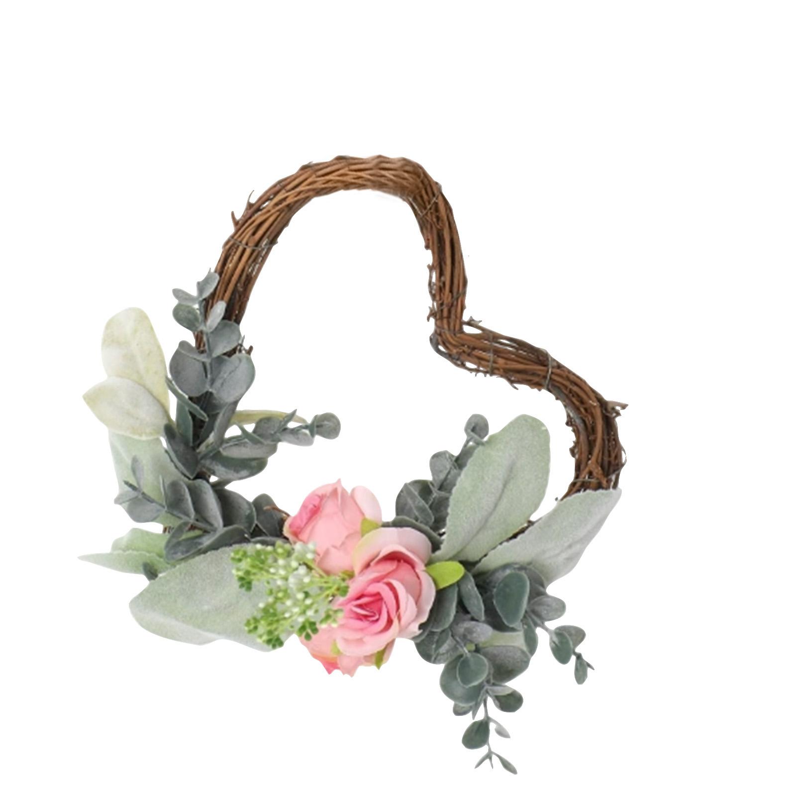 Венок на День святого Валентина, Украшение для двери, Искусственный венок Весенний венок из искусственных цветов Украшение для двери One Size