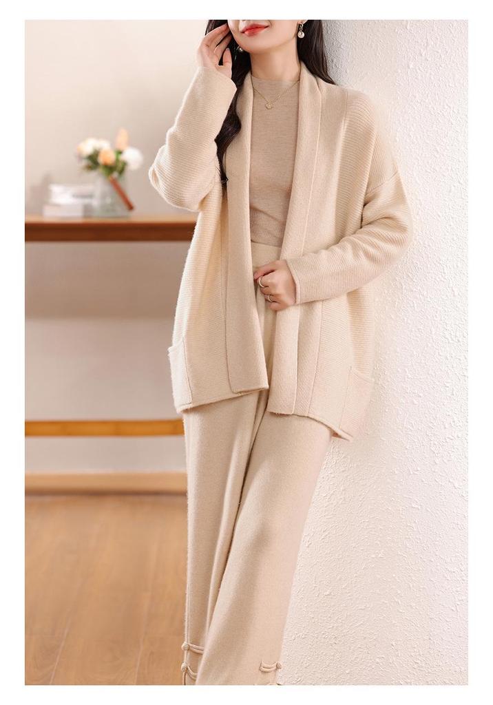 Korean Style Wool Knit V-Neck Cardigan - Loose Fit, Autumn/Winter Retro Sweater