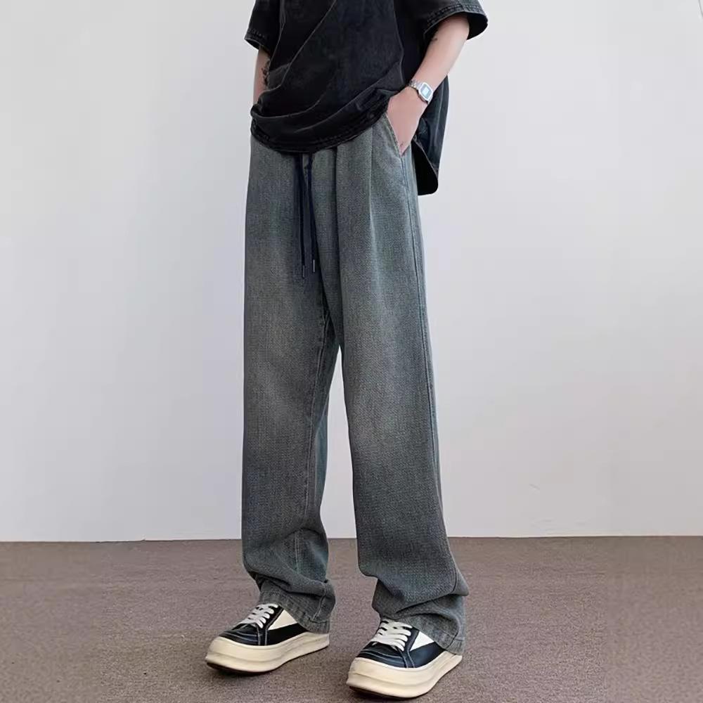 JYL Men's Straight Jeans  Spring American Teen Oversize Vibe High-Street Denim Pants