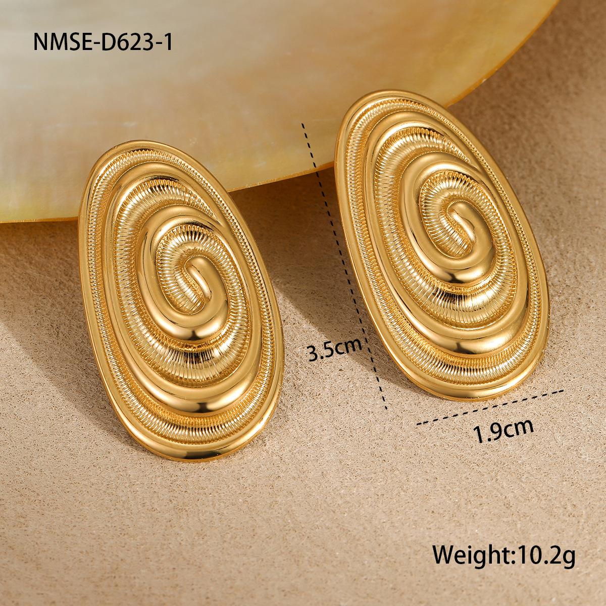 GEMCHIC Women s Textured Oval Stainless Steel Earrings Fashion Geometric Ins Style Elegant Drop Earrings for Daily Life