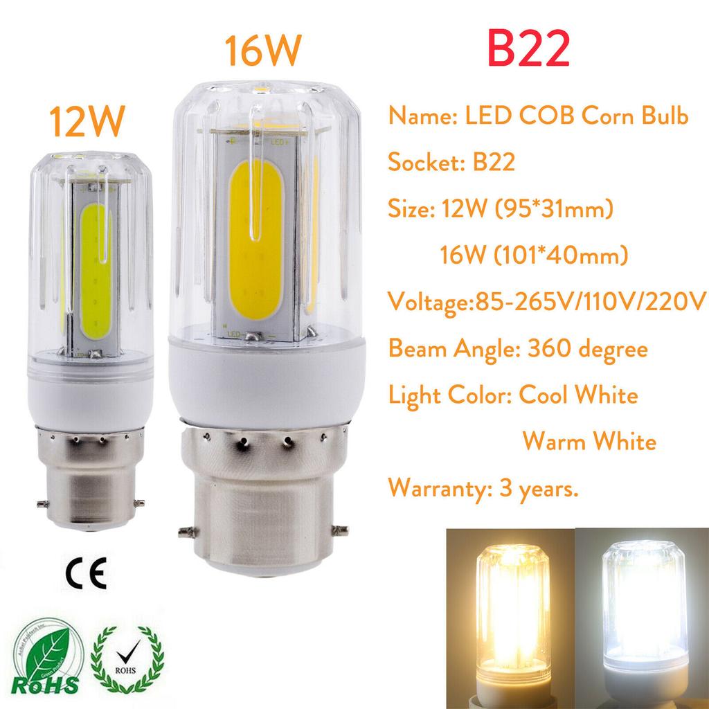 5Pcs LED COB Corn Light Bulbs E27 E26 E14 E12 B22 Lamps 220V 110V 12W 16W Bright White Ampoule Bombilla for Home House Bedroom