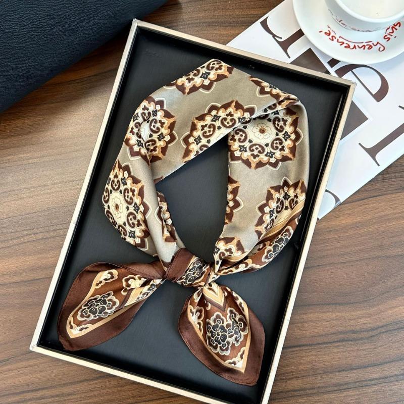 Polka Dot Silk Scarf Square Scarf High-end New Versatile Decorative Scarf Scarf Scarf Neck Cashew Flower Scarf Shawl Can Be Used As a Tube Top