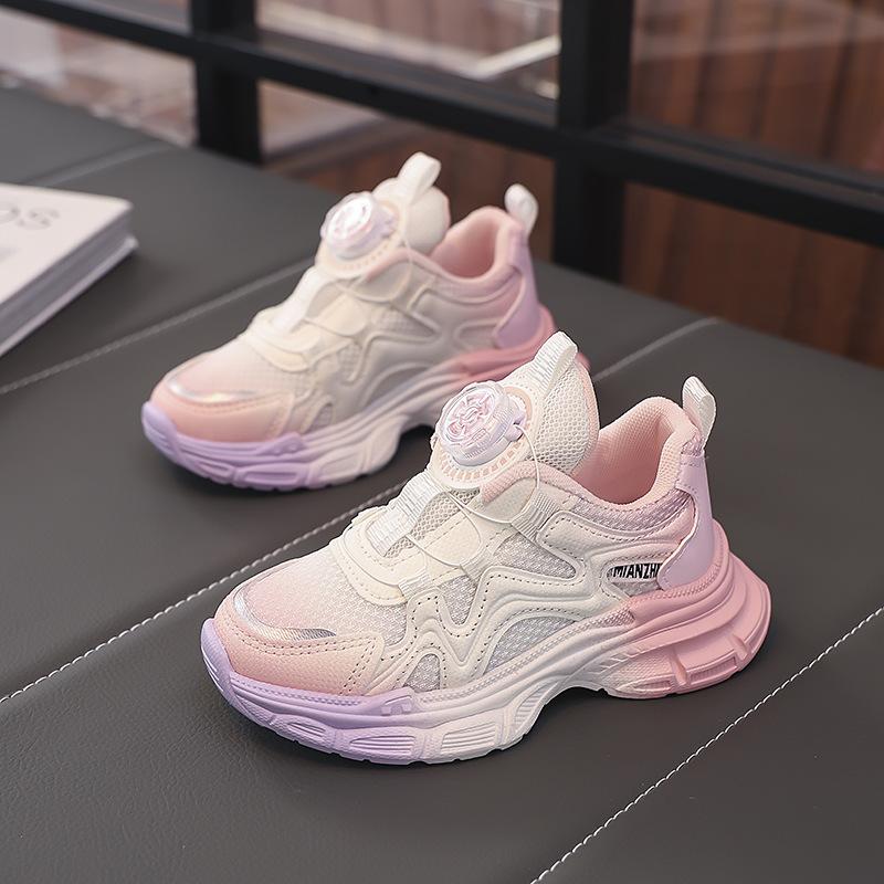 Girls Shoes 2025 New Spring and Autumn Girls Fashion Children's Sports Shoes Running Soft-soled Dad Shoes Rotating Buckle