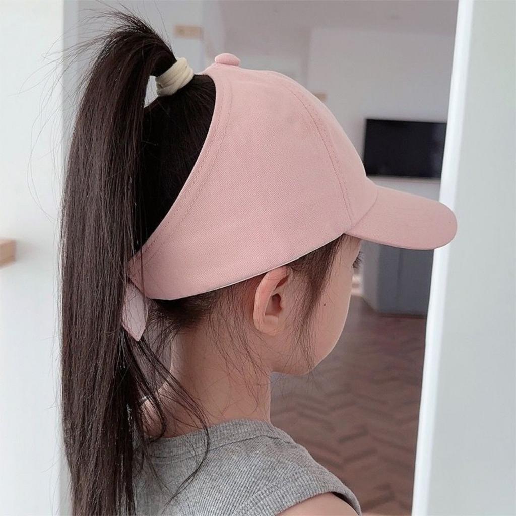 Youngsters Breathable Open-Top Baseball Cap with Heart & Letter Design, Sun Protection Visor, Polyester, Machine Washable, Casual Headwear