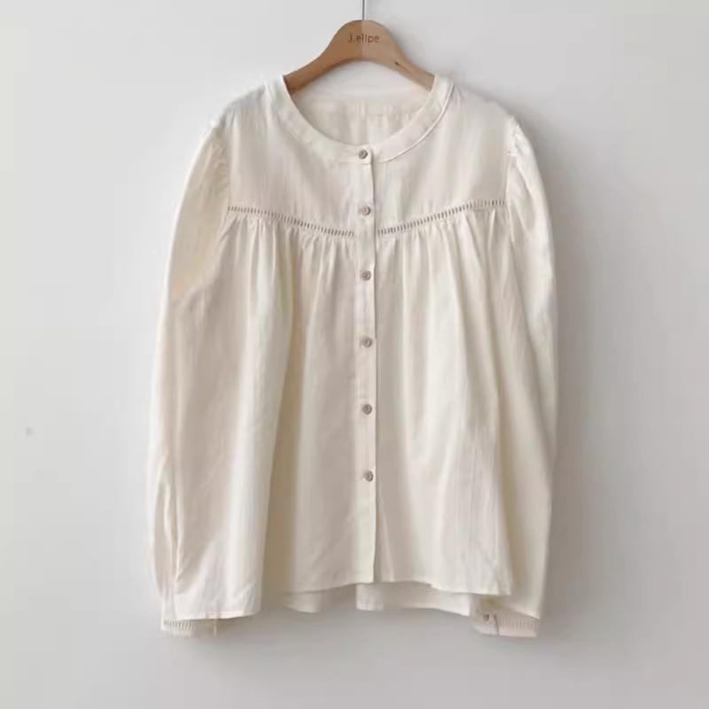 

New Women s Hollow-out Lace Versatile Shirt for Spring and Autumn XL абрикосовий