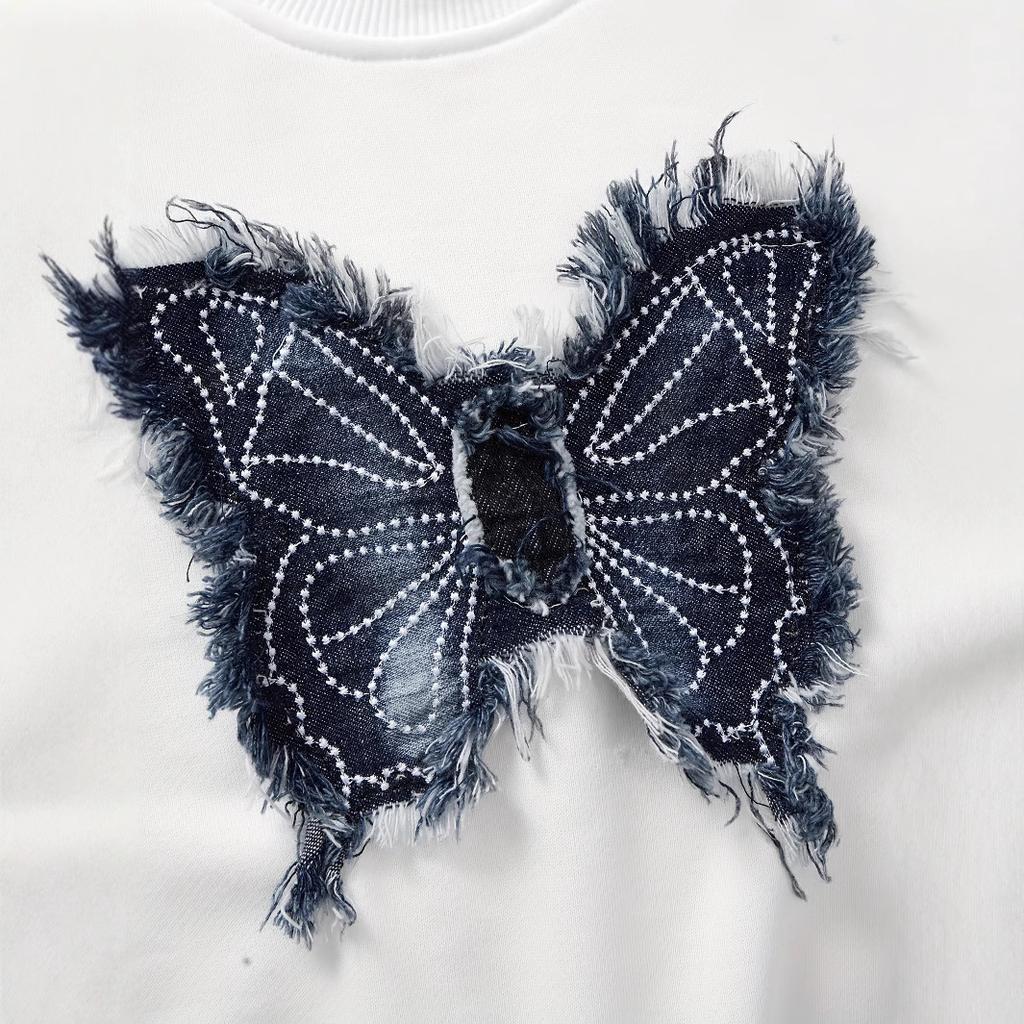 Modisches Kapuzenpullover & Jeans-ähnliches Freizeit Hosen Set für Mädchen - Sommer Kinder Set