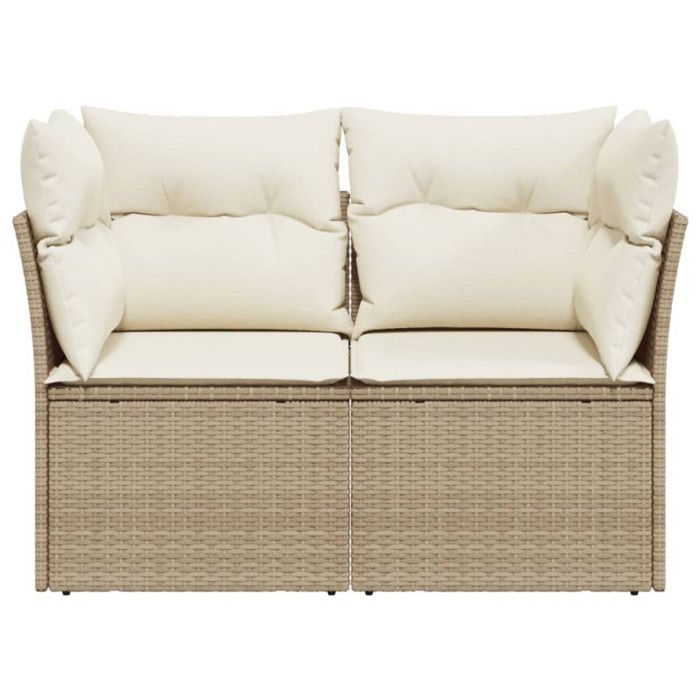 VidaXL Garden Sofa with Cushions 2-seater Beige Braided Resin 366052