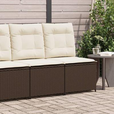 Folding Garden Armchair With Cushions, Brown, Poly Rattan