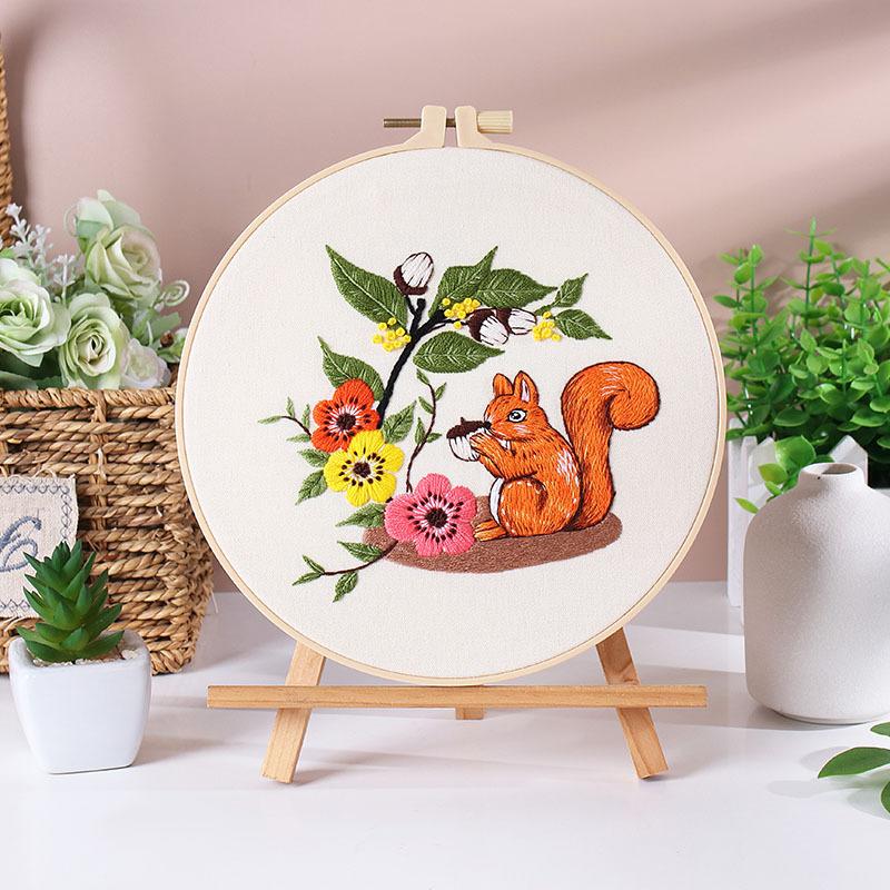 New Diy Handmade Embroidery Material Bag, Squirrel Owl Fox Cat Elk