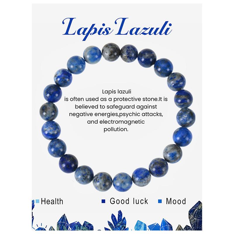 Natural Stone Beaded Bracelets With Card 8mm Apatite Amethysts Carnelian Tiger Eye Stone Stretch Bracelets For Women Men