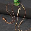 Retro Handmade Adjustable Waxed Leather Cord Necklace with Jade and Dzi Beads