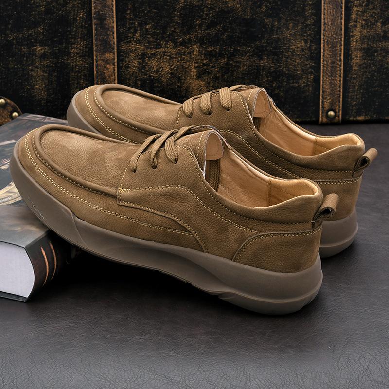 New 2025 Spring Men's Shoes Comfortable Soft Soled Genuine Leather Breathable Business Commuter Lace Retro Casual Men's Leather Shoes