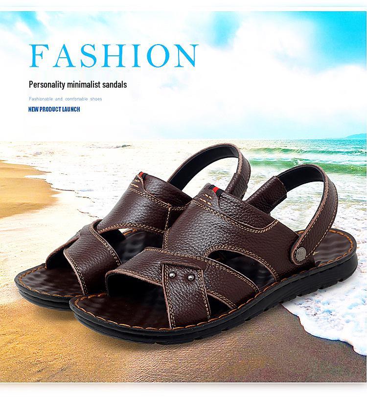 2023 Men's Genuine Leather Casual Beach Sandals