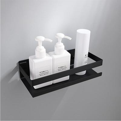 Badezimmerregal Edelstahl Duschregal Eckregal Quadratisches Bad Duschregal Nagelfrei Schwarz/Nickel Aufbewahrungsorganizer Regal